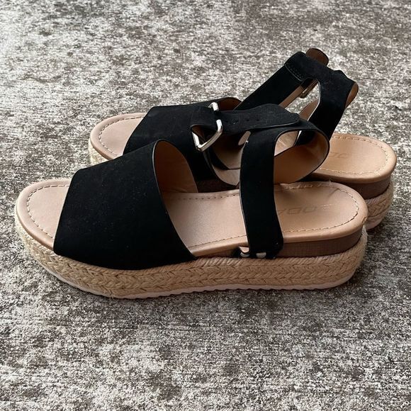 Soda Women's Topic Espadrille Platform Sandals Open Toe Ankle Strap Black Size 9 - Picture 6 of 7